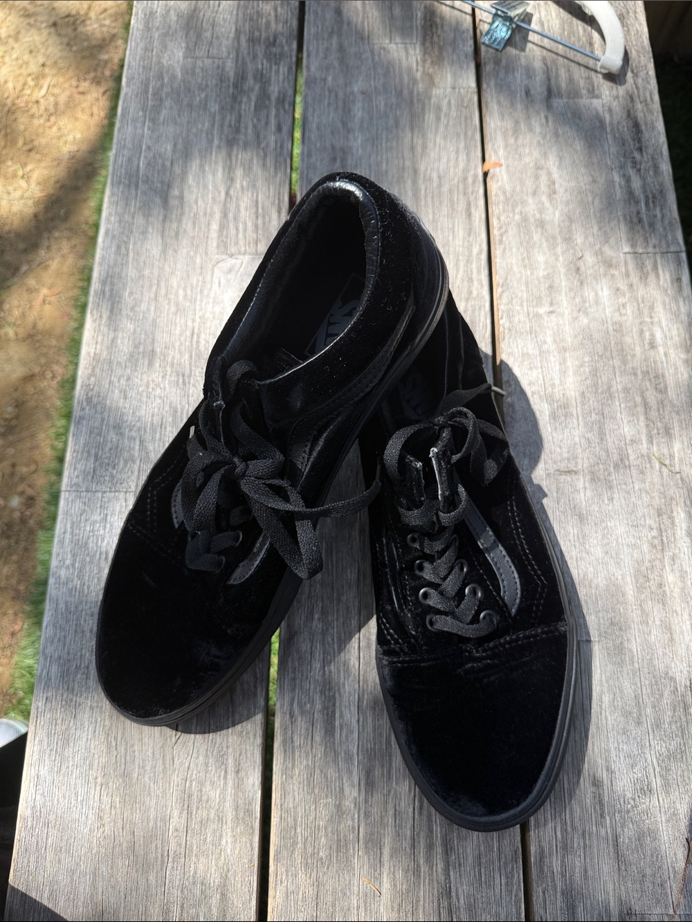 Vans Black Velvet Low-Top Sneakers